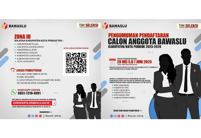 SELEKSI BAKAL CALON ANGGOTA BAWASLU KABUPATEN/KOTA ZONA III PROVINSI JAWA TENGAH PERIODE 2023-2028