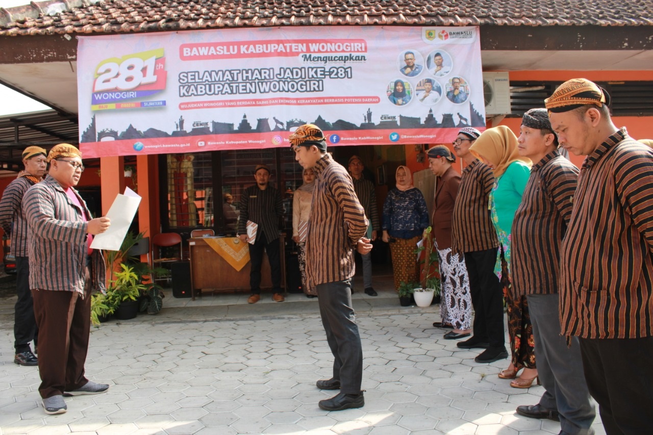 Peringati Hari Jadi Wonogiri Ke 281, Bawaslu Gelar Apel