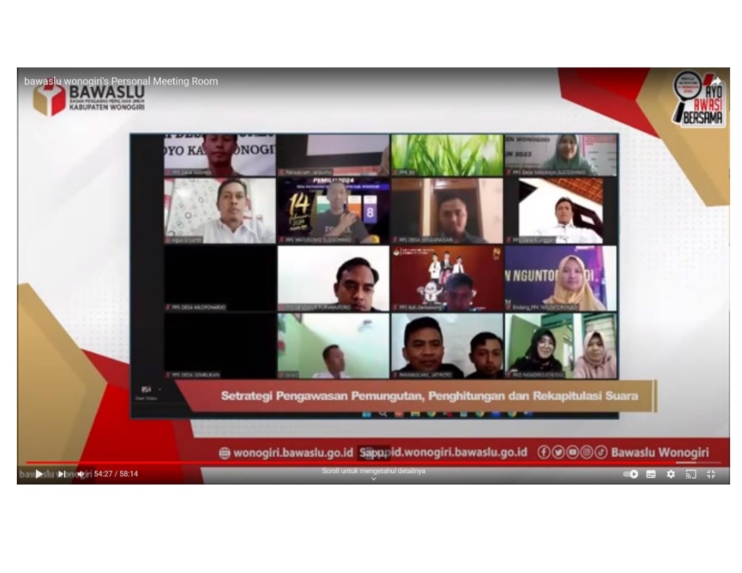 Gelar Webinar, Bawaslu Libatkan Jajaran PPK Wonogiri