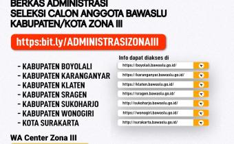 Pengumuman Hasil Seleksi Administrasi Calon Anggota Bawaslu Kabupaten/Kota Zona III
