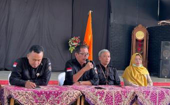 Ketua Bawaslu Kabupaten Wonogiri, Antonius Joko Wuryanto saat Memberikan Sambutan pada Pembukaan Acara Rakorwil Simulasi Penanganan Pelanggaran